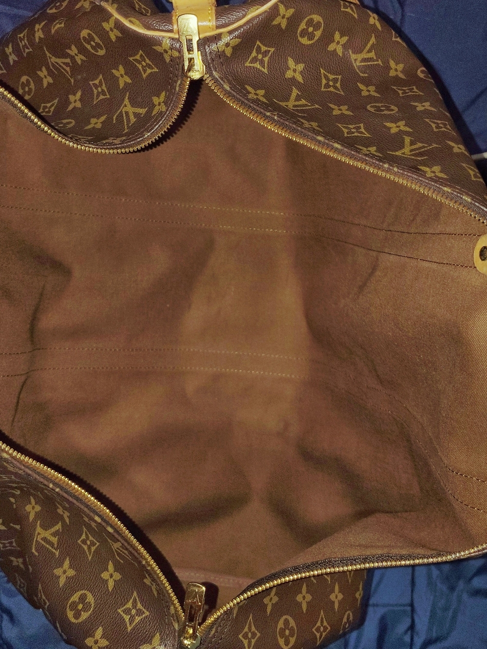 Louis Vuitton 60 Monogram Canvas Duffel Keepall with Tan Leather Trim - Picture 11 of 13